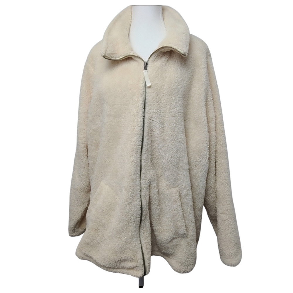 Torrid Cream Sherpa Zip-Up Jacket Sz 4X Cozy Lightweight Fleece Plus Size